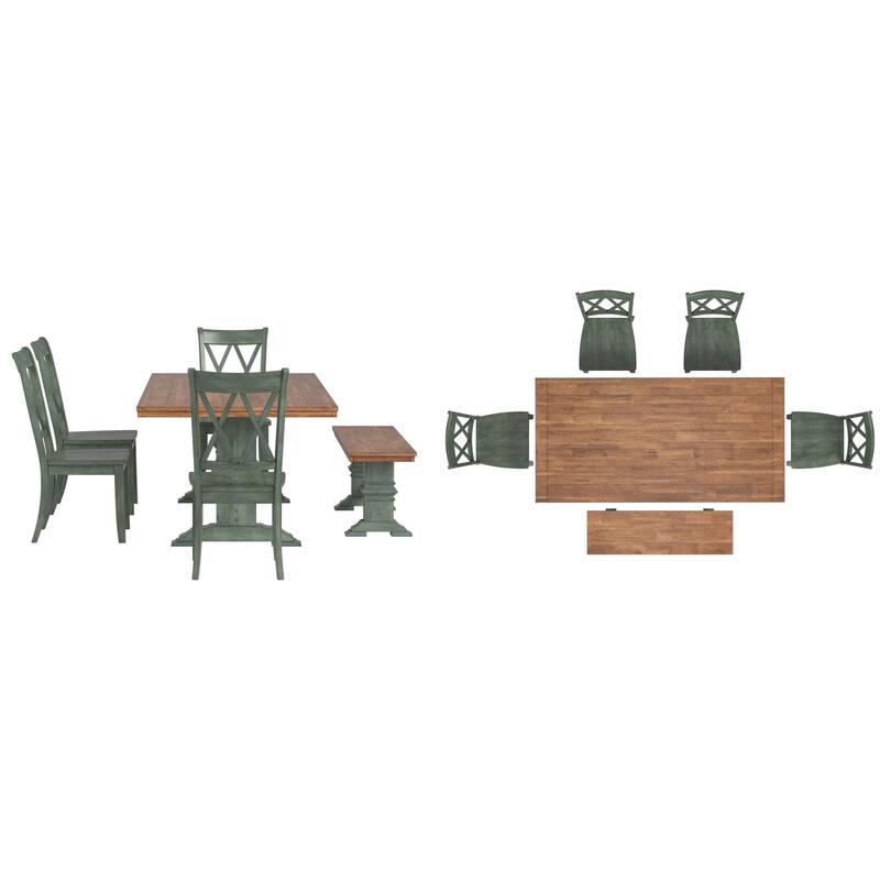 Ronda 78.7" Rectangular Solid Wood Top Dining Set with X-Back Chairs