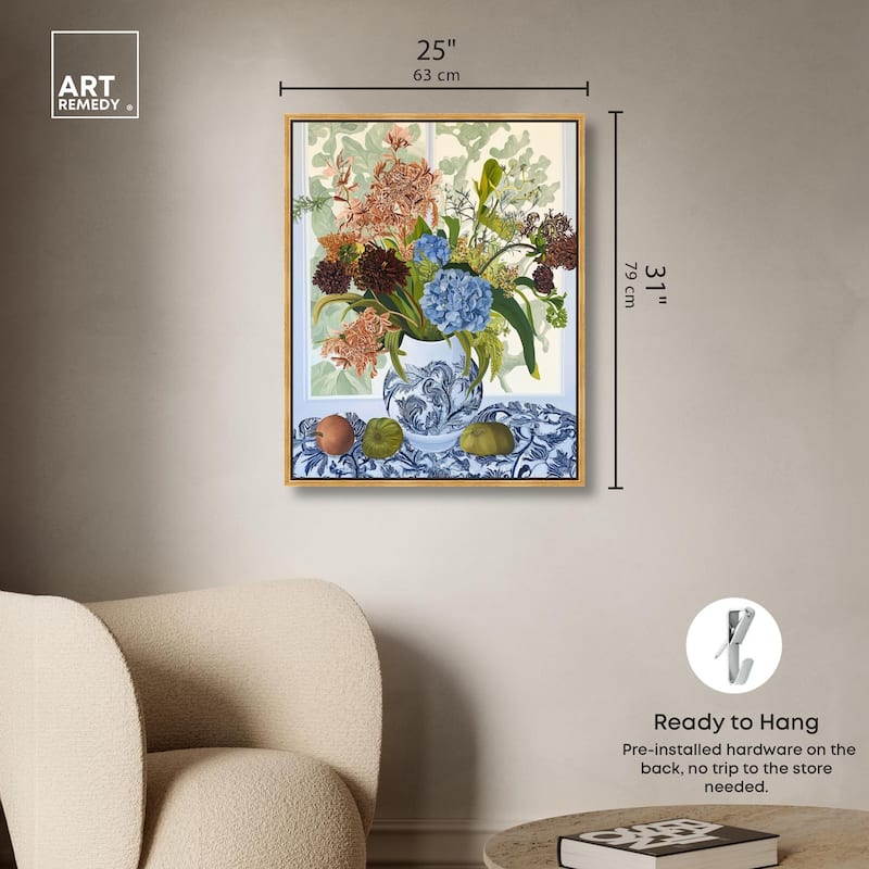 Blue Vase Bounty Canvas by Art Remedy
