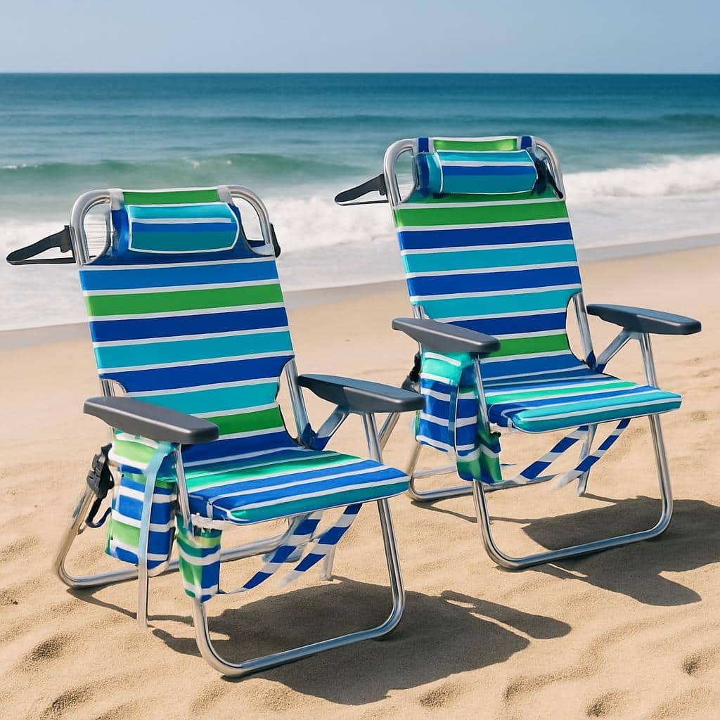 2 PCS Portable Folding Backpack Beach Chair for Travel, Camping, and Beach - N/A