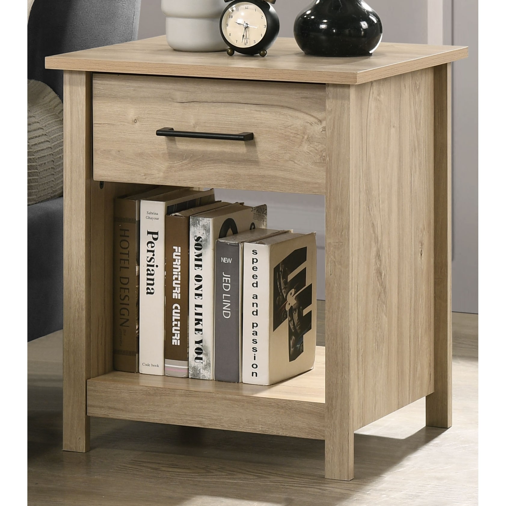 celeste 20"w white 1-drawer nightstand bedside table