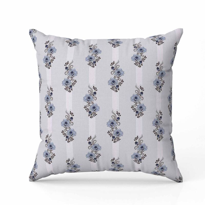 Floral Luminosity Faux Suede Reversible Throw Pillow Blue and Black