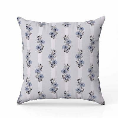 Floral Luminosity Faux Suede Reversible Throw Pillow Blue and Black