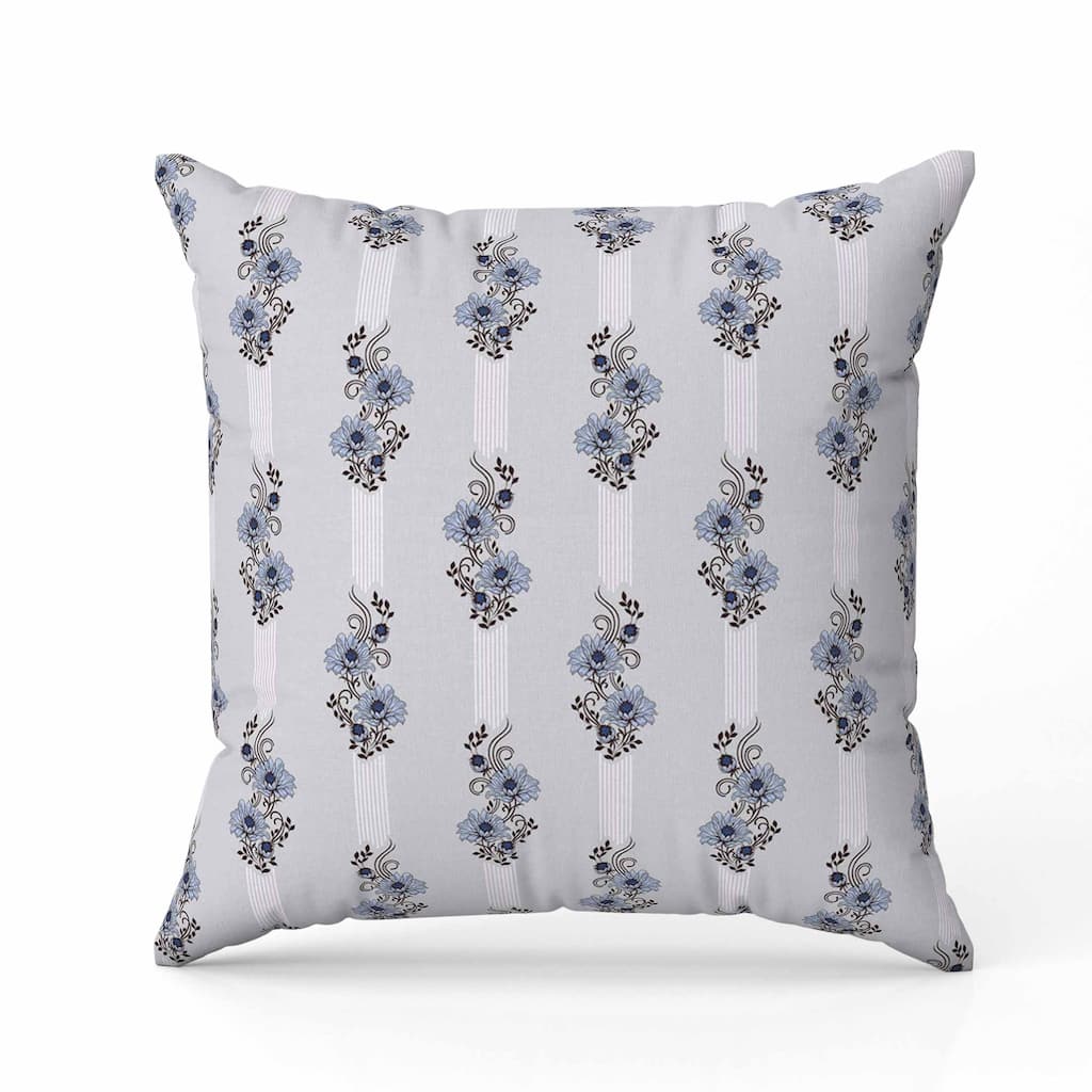 Floral Luminosity Indoor/Outdoor Reversible Throw Pillow Blue and Black