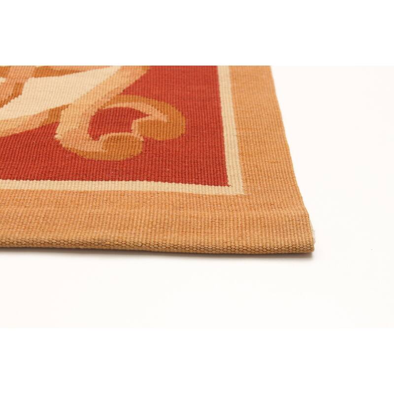 ECARPETGALLERY Flat-Weave Dynasty Light Khaki Wool Tapestry Kilim - 3'10 x 6'0