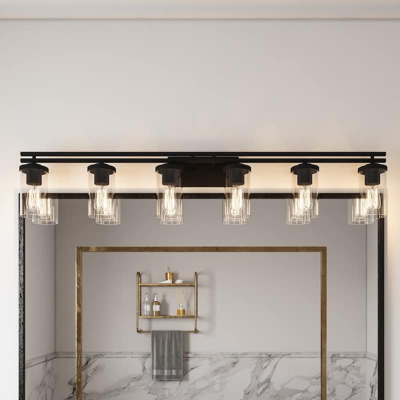 Acroma 6-light Farmhouse Black Dimmable Bathroom Vanity Light - 53''