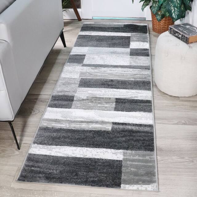 Miranda Haus Geometric Modern Patchwork Polypropylene Indoor Area Rug
