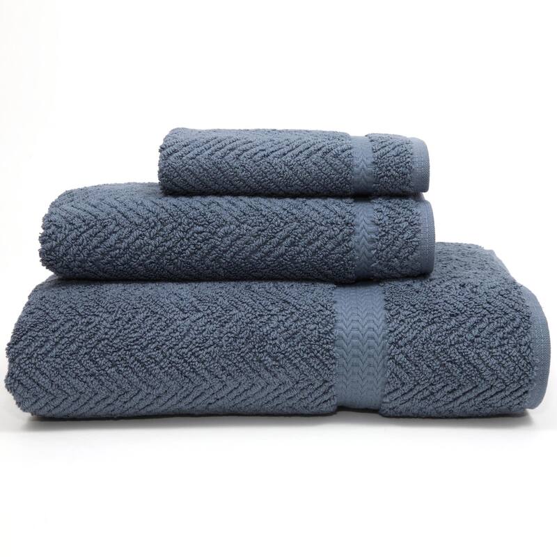 Strick & Bolton Jora Turkish Cotton Herringbone Weave 3-piece Towel Set - Dark Blue