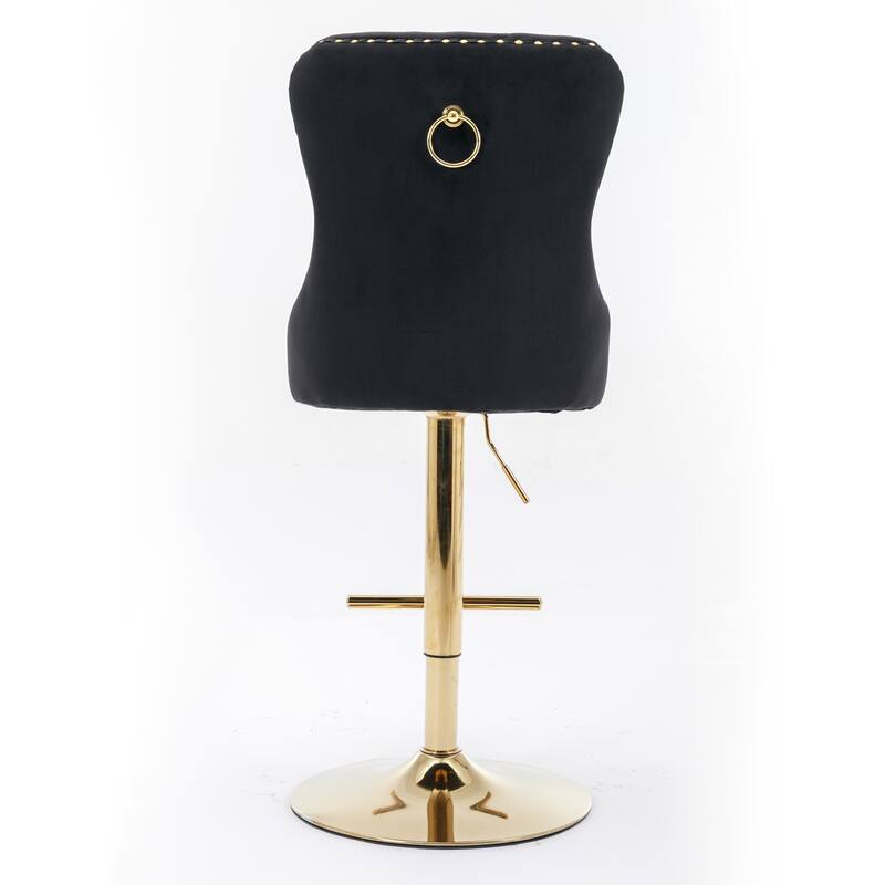 Modern Adjustable Seat Height Swivel Barstools with Tufted Back - Set of 2