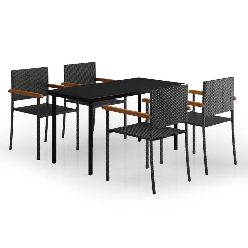 vidaXL Patio Dining Set Outdoor Dining Set Garden Table and Chair Set Black