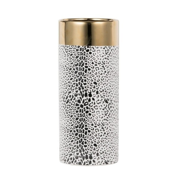15.5" Matte Black and Gold Contemporary Style Vase - N/A