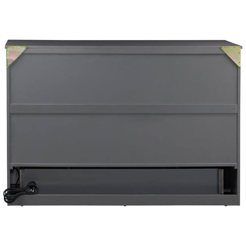 Murphy Bed Chest with Charging Station - Space Saving Fold Out Bed - Modern Grey Storage Furniture