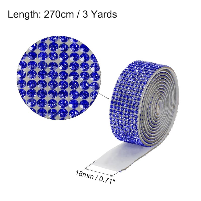 3Roll 3 Yards 8mm Diamond Ribbon White - Dark Blue - 18mm