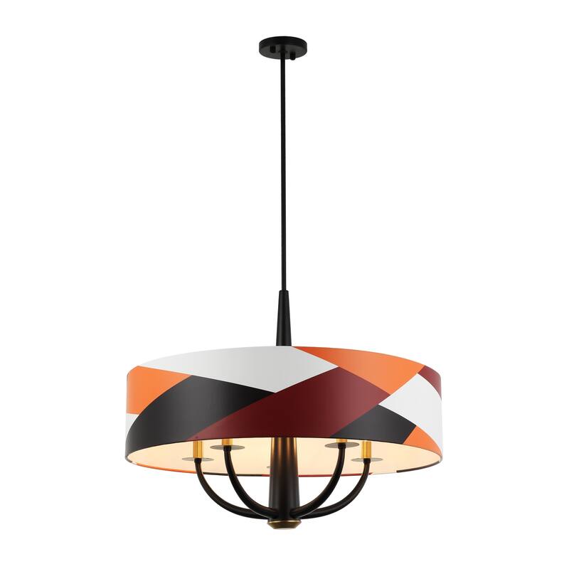 Varaluz Patchwork Pendant Light - 30"W x 23.5"H - Brass, Black, Patchwork