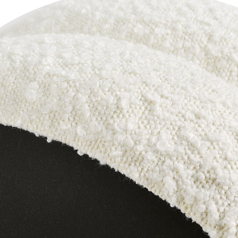 18.5" Floor Cushion Footrest Upholstered Ottoman, Ivory White Boucle