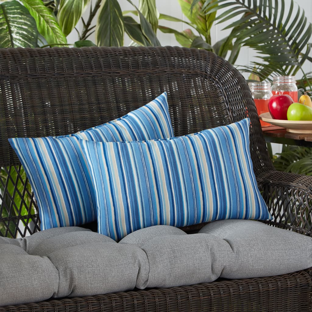 Greendale Coastal Stripe Outdoor Accent Pillow (Set of 2)