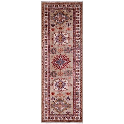 Golden Nile Super Kazak Hand Knotted Wool Runner Rug - 2' 10" X 7' 10" Runner