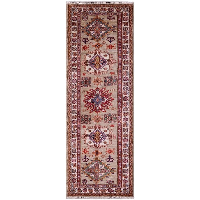 Golden Nile Super Kazak Hand Knotted Wool Runner Rug - 2' 10" X 7' 10" Runner