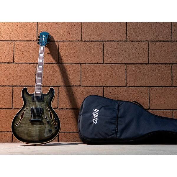 Hollowbody Acoustic Guitar - Shop Monoprice Indio Boardwalk Flamed Maple Hollow Body Electric Guitar Charcoal With Gig Bag Overstock 25697036