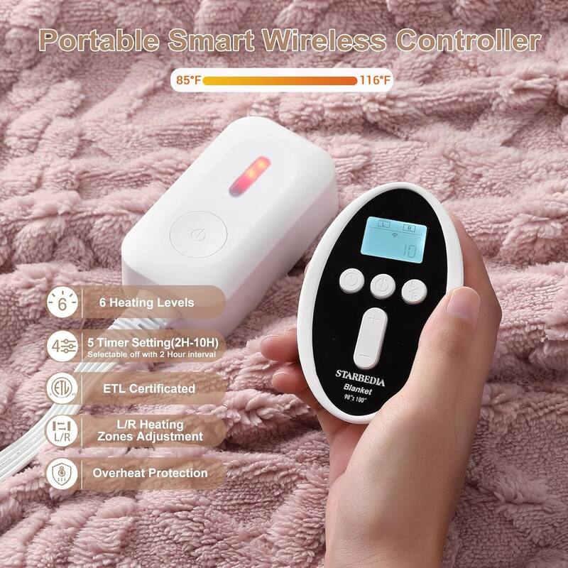 Dual Control Tufted Sherpa Electric Heated Blanket, Pink