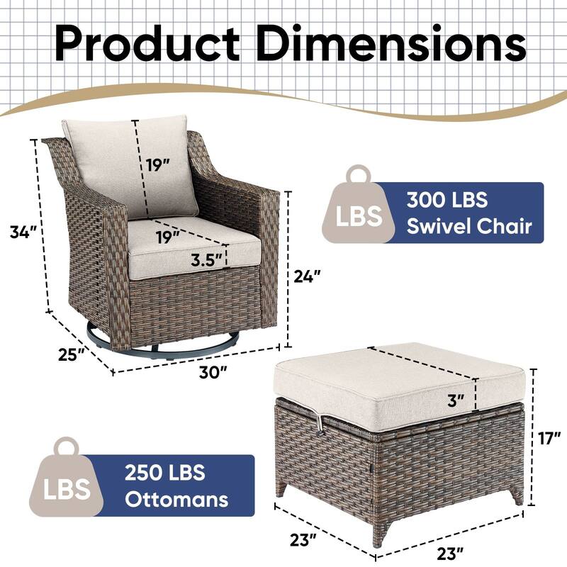 Outside Patio Sofa Chair Set with Cushions