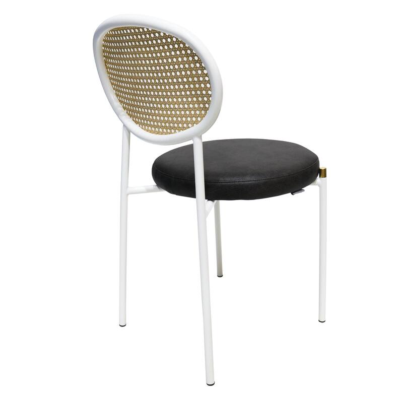 Leisuremod Euston Modern Dining Chair Upholstered Velvet or Leather Seat Wicker Back Accent Chair for Home Living Room & Kitchen