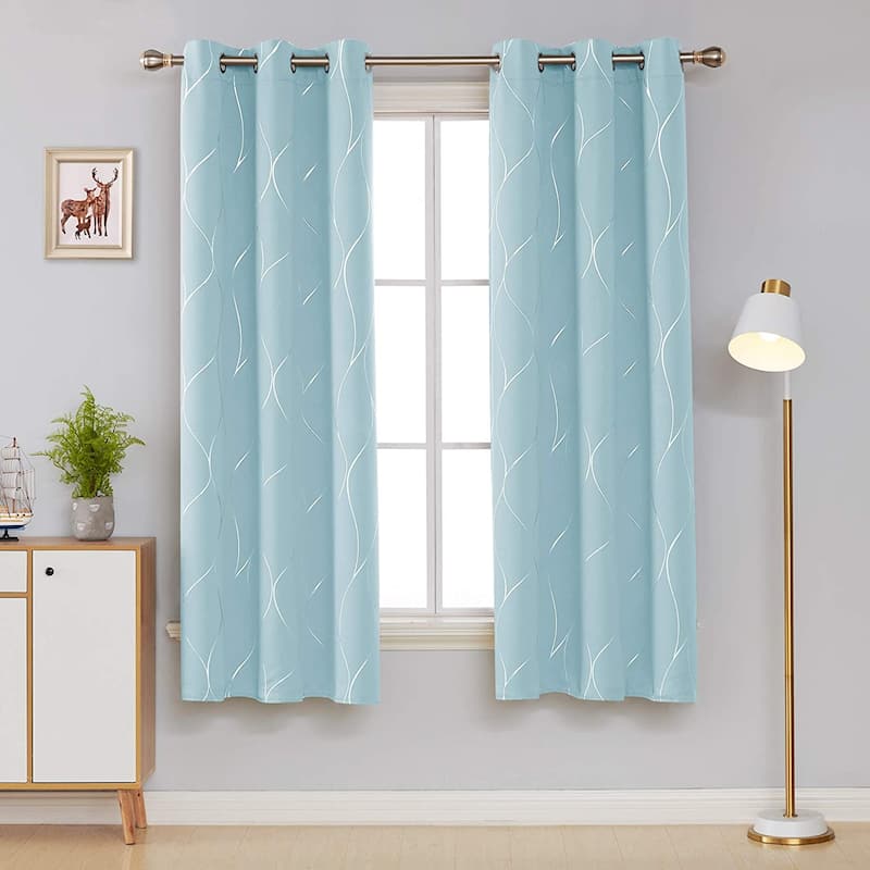 Deconovo Silver Line 42 Width Curtain Panel Pair (2 Panel) - W42"x L72" - Sky Blue
