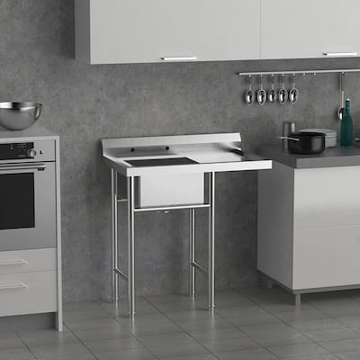 37 in Stainless Steel One Compartment Commercial Utility Sink - N/A