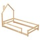preview thumbnail 8 of 7, Twin Size Montessori Floor Bed with Fences, Modern Twin Kids Bed with House-shaped Headboard, Wood Twin Bed Frame for Girls,Boys