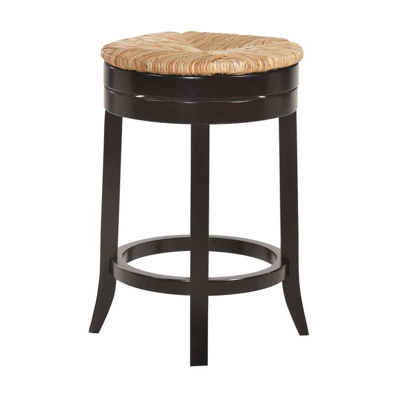 The Curated Nomad Aragon Rush Seat Swivel 24-inch Counter Stool
