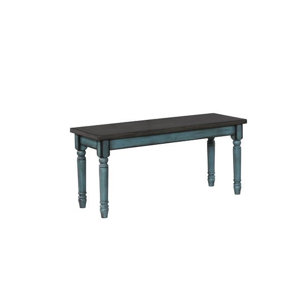 Powell Home Fashions 16D8214B Willow 40" Wide Dining Bench with Wormhole Distressing - Teal Blue