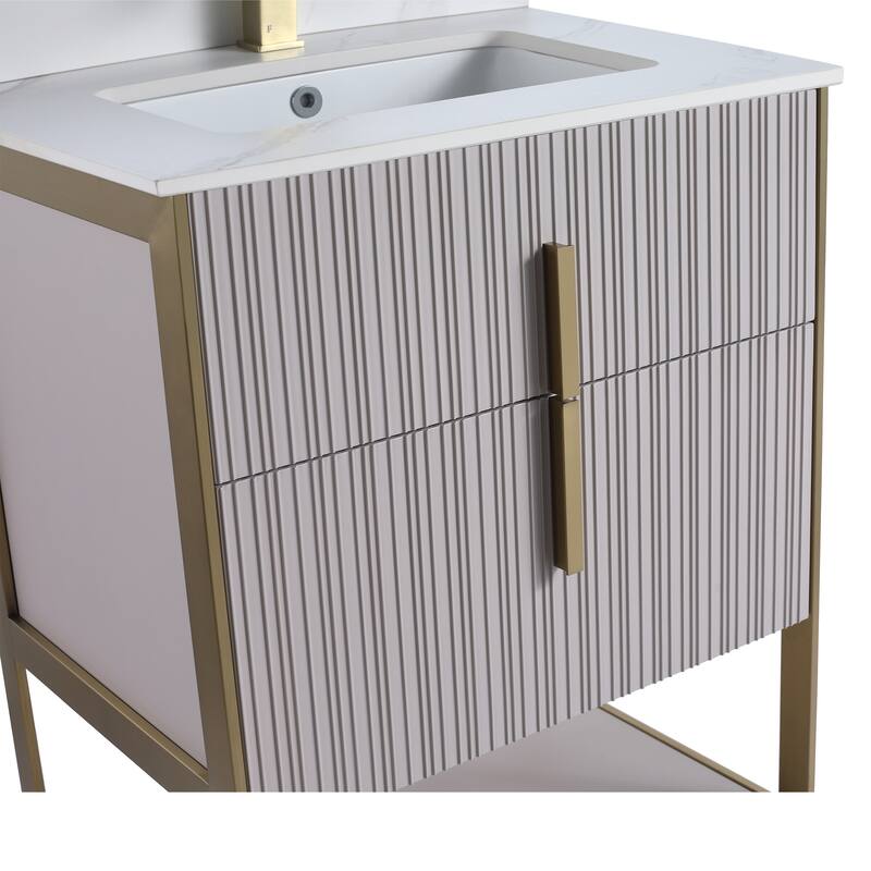 Fine Fixtures Serenity Modern Bathroom Vanity with White Carrara Stone Top