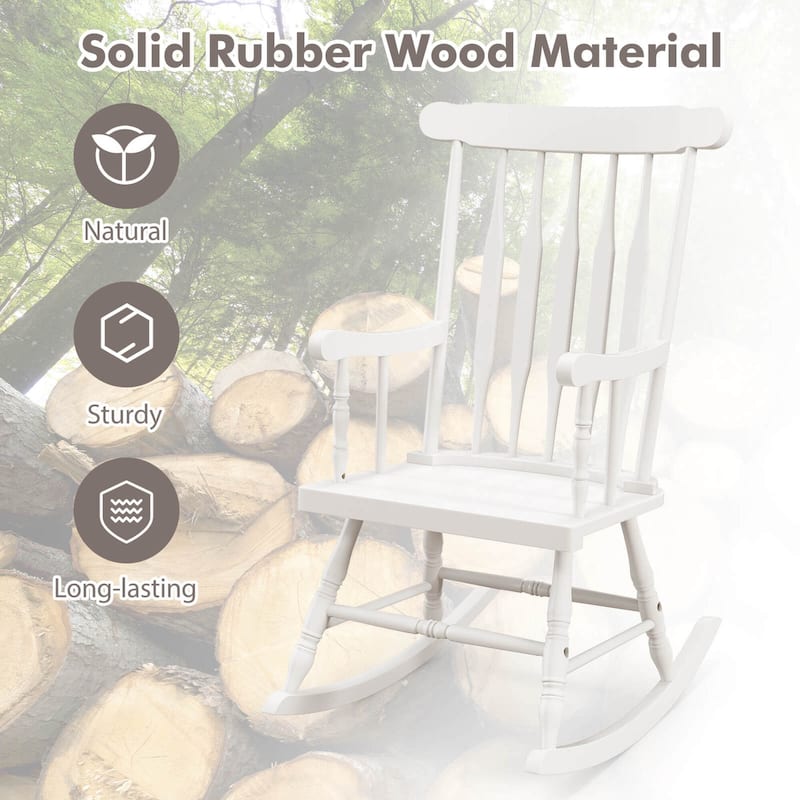 Costway Solid Wood Rocking Chair Porch Rocker Indoor Outdoor Seat - See Details