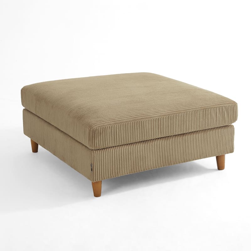 40" W Oversized Corduroy Upholstered Ottoman - Camel