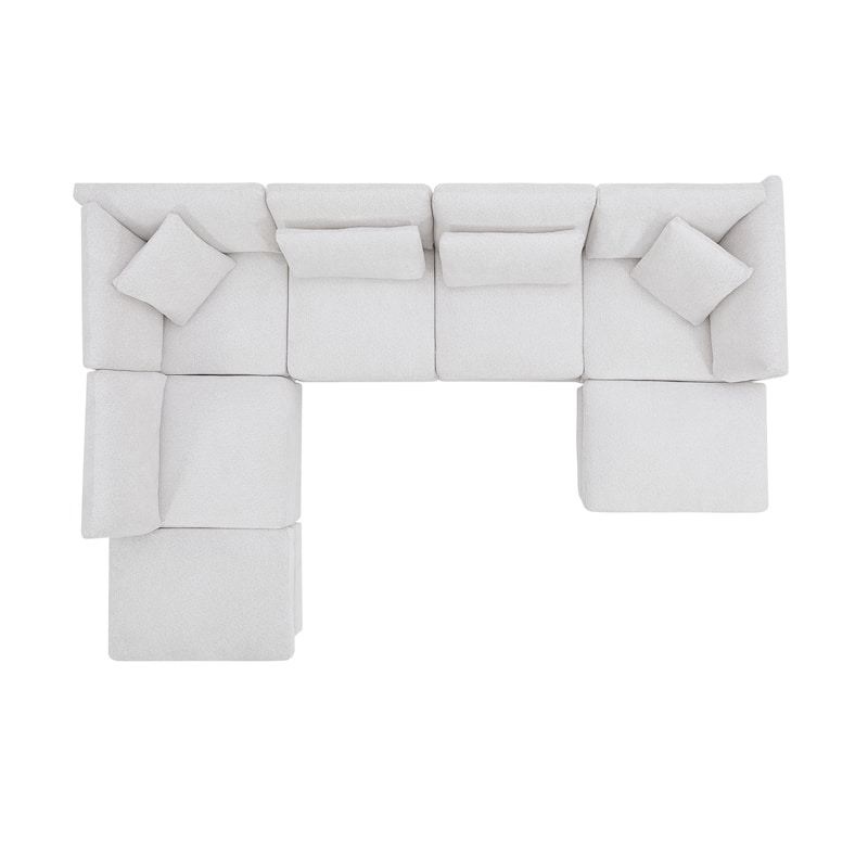 Christopher Knight Home - Modular Comfort Reversible Fabric Sectional Sofa with Ottoman, Beige (7-Piece Set)