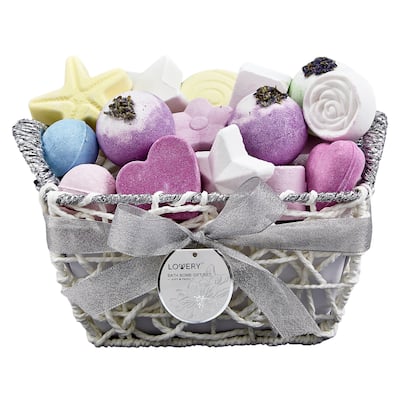Lovery Bath Bombs Gift Set - 17 Large Bath Fizzies with Shea and Coco Butter - Multi-Scented - 4 pc