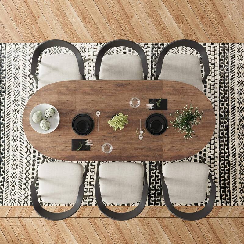 WESOME 70.87" Rustic Oval Dining Table for 6-8 People Wood Kitchen Table Dinner Room Table with Sturdy Tapered Legs