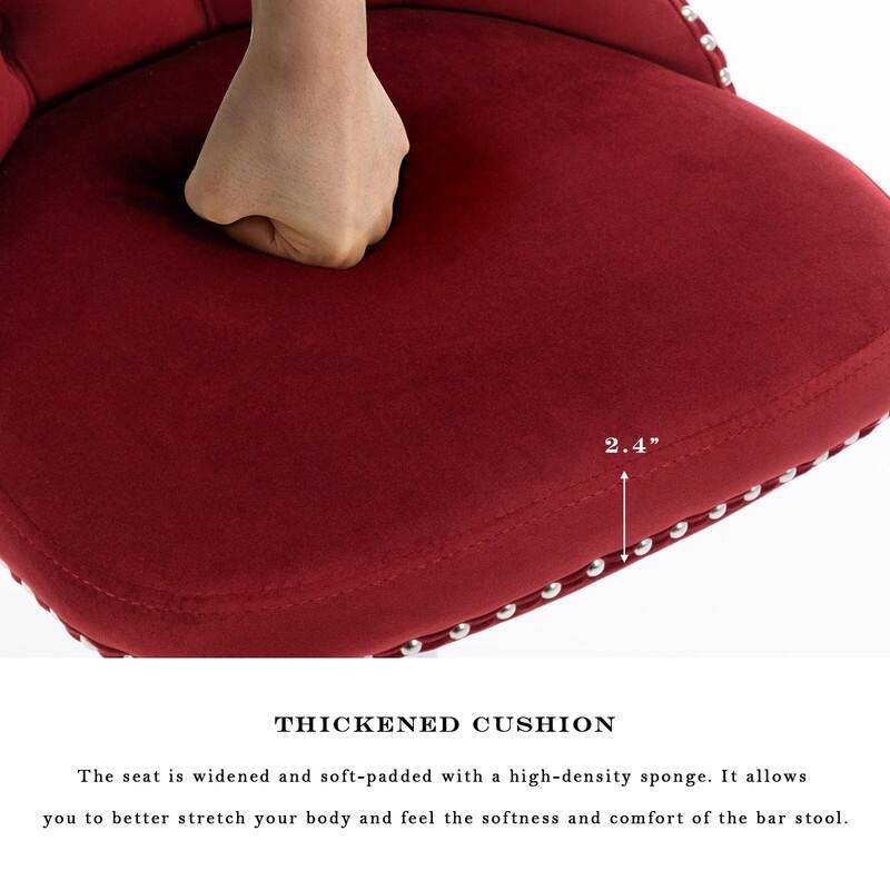 Velvet Upholstered Nailheads Tufted Swivel Bar Stools (Set of 4)