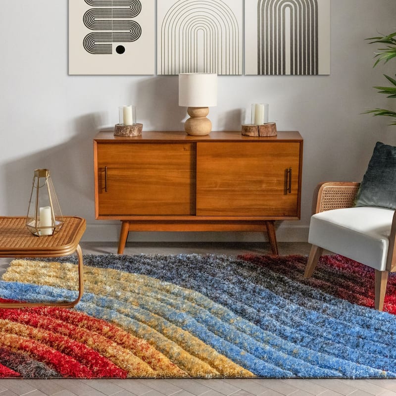 Well Woven San Francisco Mojave Geometric Shag Area Rug
