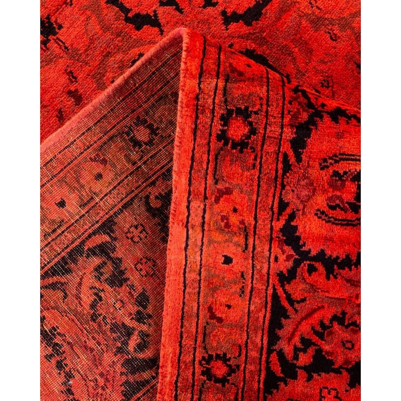 Overton Hand Knotted Wool Vintage Inspired Modern Contemporary Overdyed Red Area Rug - 6' 1" x 9' 4"