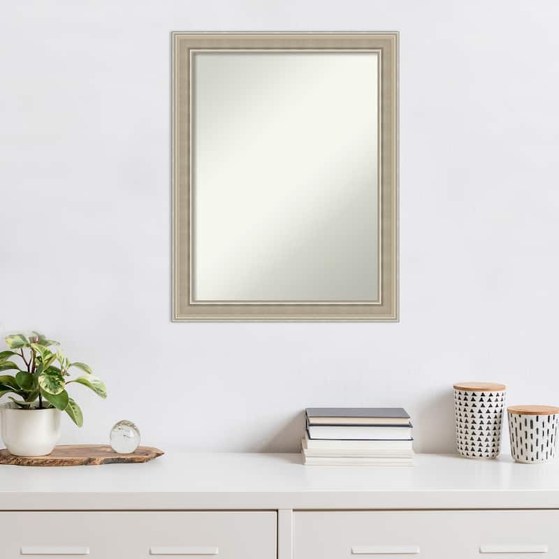 Mezzo Silver Non-Beveled Wood Framed Wall Mirror - Mezzo Silver