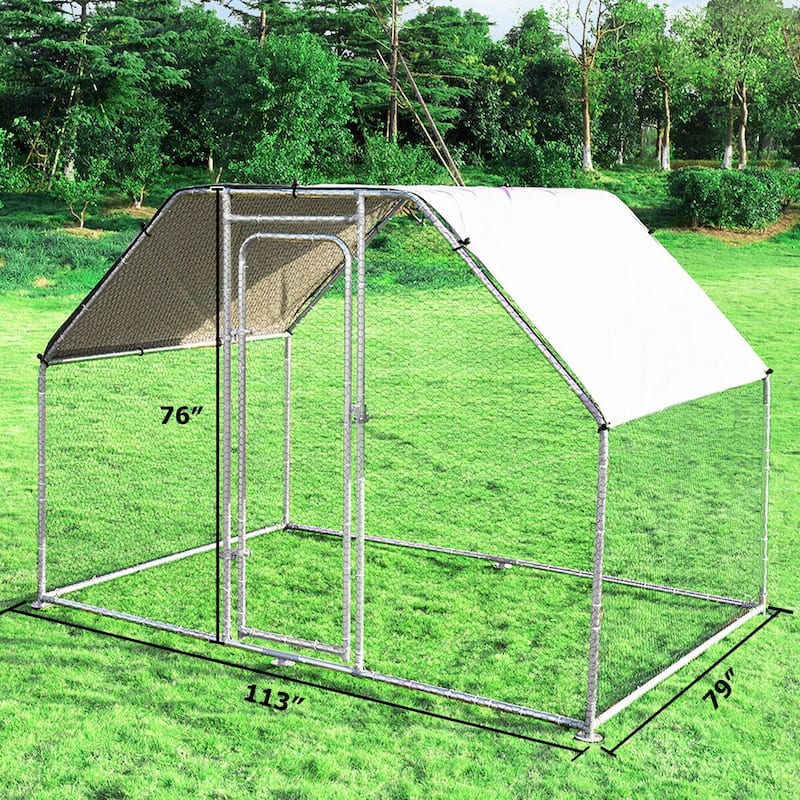 Costway Large Walk In Chicken Coop Run House Shade Cage 9.5' x 6.5' - 9.5' x 6.5' x 6' (L x W x H)