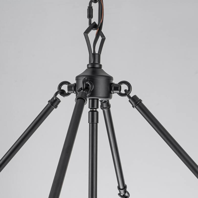 4 - Light Farmhouse Lantern Glass Drum Chandelier for Entryway