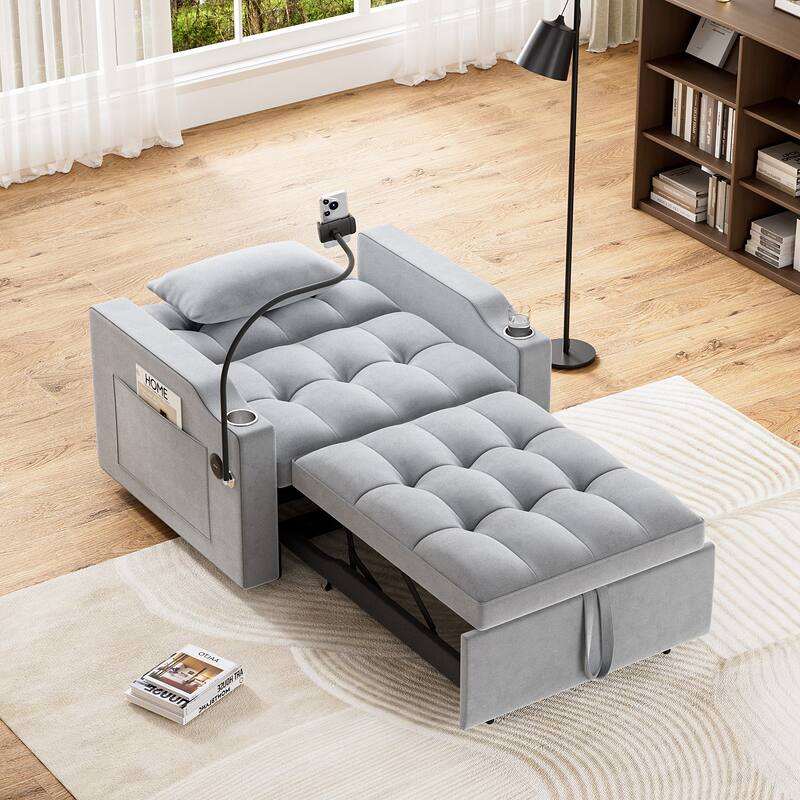 Ouyessir 3 in 1 Multi-Functional Convertible Single Sleeper Sofa Bed for Small Living Spaces