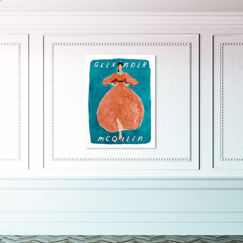 Wynwood Studio Fashion and Glam Alexandra The Queen Blue and Turquoise Modern & Contemporary Wall Art Canvas Print - 45 x 30
