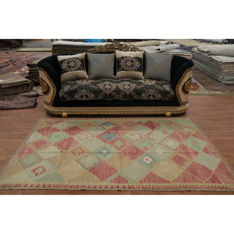 Hand Woven Southwestern Wool Multi-Colored Geometric Area Rug - 7' 11'' X 4' 9''