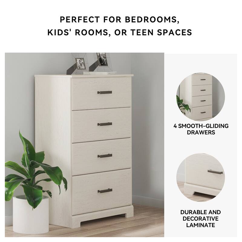 Stelsie White Four Drawer Chest
