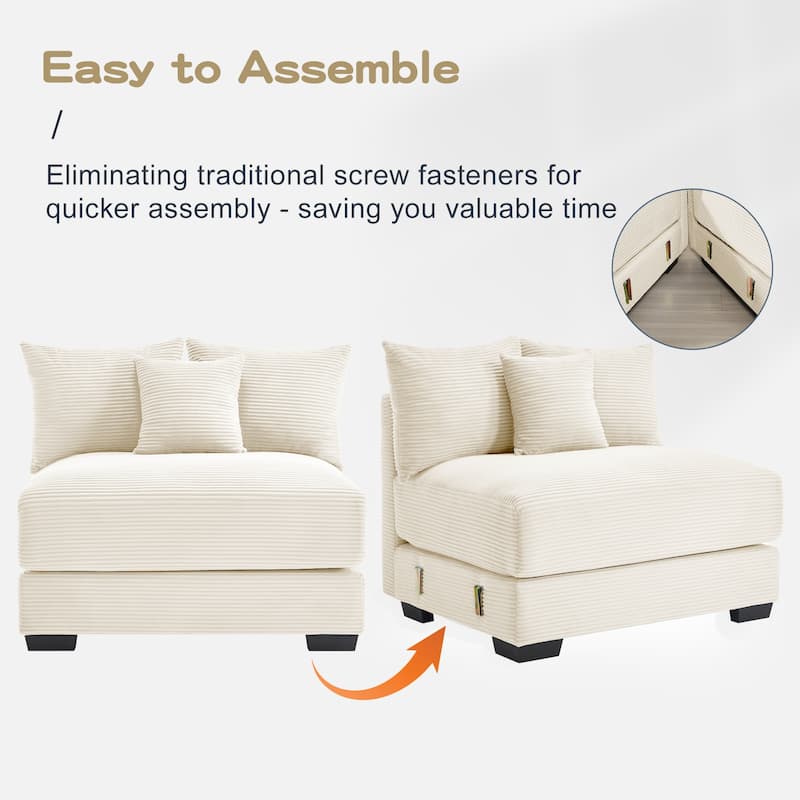 GDFStudio - Corduroy 4-Seater 170" Cloud Sofa Couch with Extra-Thick Armrests