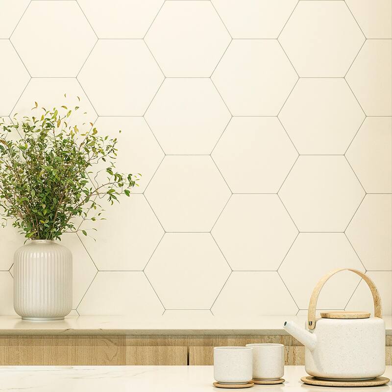 Merola Tile Textile Basic Hex Cotton 8-5/8" x 9-7/8" Porcelain Floor and Wall Tile