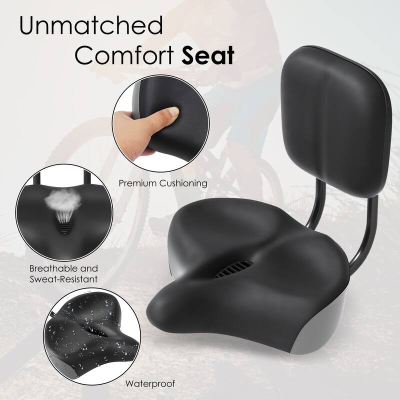 DoCred Oversized Universal Bike Seat, Saddle with Backrest