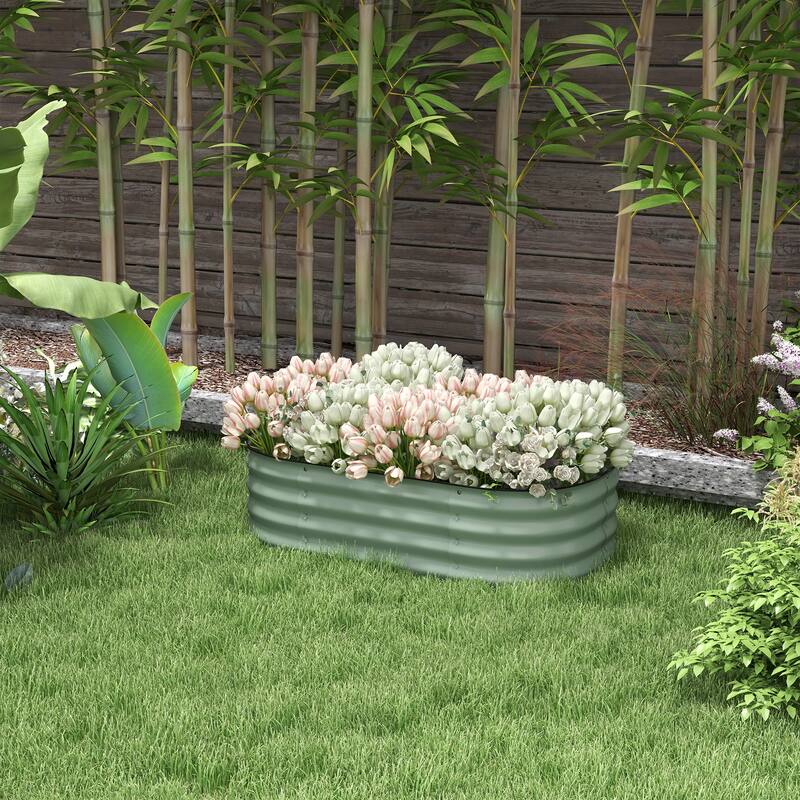 Modular Outdoor Galvanized Steel Raised Garden Bed with Self-Draining